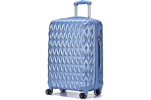CMY Suitcase Hard Shell / 4 Spinner Wheels/ABS Cabin and Hold Luggage/Combination Lock/Lightweight Approved for Most Airlines (ICE Blue, 24)