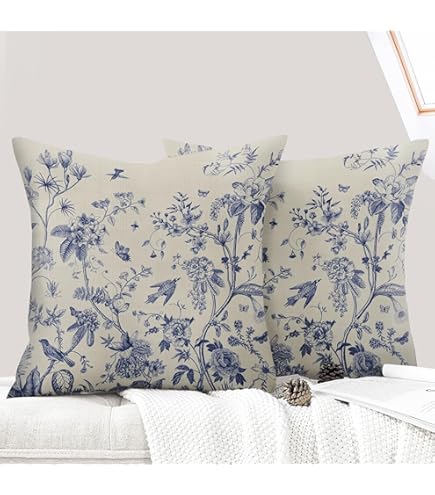 Joymaison Housse Coussin 45x45 Lot De 4 Chinois Porcelaine