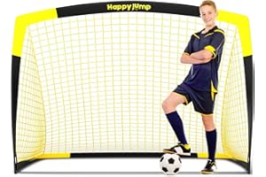 ‎HAPPY JUMP Happy Jump Pop-Up Fußballtor – Faltbar für Kinder & Erwachsene | 1 oder 2 Tore: 120x90 / 152x110 / 213x152 cm | Optional mit Ball, Pumpe, Hütchen & Zielscheibe | Für Garten & Geschenk