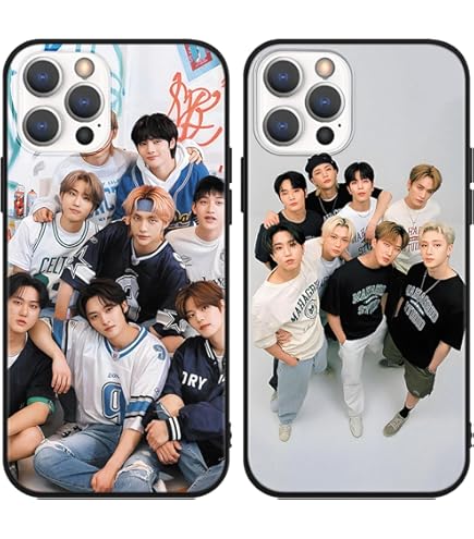 Nurkorki 2 Piezas Negro Funda Para IPhone 13 Pro MAX 6,7",KPOP Stray Kids Boys Skzoo Lindo Diseño Case,Carcasa Protección Para Cartoon Silicona Bumper Cover Para Niñas,Mujeres,SKZ Fans,Comics