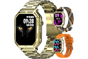 Homailida Men's Smartwatch with Phone Function, 1.95 Inch HD Display, Fitness Watch Men, 100+ Sports Modes, HF, SPO₂, Count Steps, Distance, with Heart Rate Function, Applies to Android/iOS, Gold