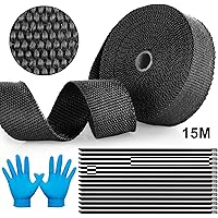 YAOBLUESEA 15M Hitzeschutzband Fiberglas Auspuffband mit 15 Kabelbinder für Motorrad Fächerkrümmer Thermoband…