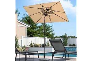 PURPLE LEAF Parasol de Jardin Exterieur inclinable 120 x 180 cm Rectangulaire Parasols en Aluminium Toile Protection UV pour Balcon Terrasse Patio, Beige