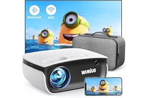 WIMIUS Mini Proyector, 18000 Lúmenes Proyector Portátil WiFi Bluetooth Full HD 1080P 4K Soporte Función Zoom 50%, Proyector Móvil Cine en Casa para iOS/Android/USB/TV Stick/PS5/Exterior