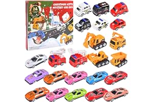 FGen Kalendarz adwentowy 2023 dla dzieci, 24 sztuki, chłopcy, kalendarz adwentowy z zabawkami, dla chłopców, zabawki samochodowe dla dzieci od 2, 3, 4, 5, 6 lat, 7 x 3 x 2,5 cm