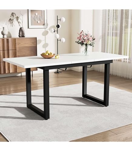 Table à Manger Extensible 6 à 8 Personnes - Avec Espace De Rangement Mdf 110 140 X 80 X 76 Cm
