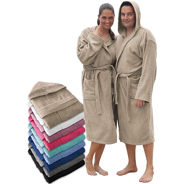 LEBENGOOD Uniseks badjas voor dames en heren, 100% Amerikaanse badstof, 400 g, met riem, tassen, douche, zachte ochtendjas, handdoek (L, koraal), Chocolade, XL