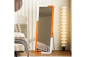 Lvifur Specchi da Terra Specchi, 160 x 50 cm Grande Specchio Bagno con e Supporto, Specchio per Camera da Letto Soggiorno (Bianco Arancio)