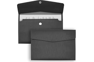 WYYFXY® 2 Pièces PU Porte Documents A4, étanche Portefeuille classeur en cuir PU avec fermeture magnétique, idéal pour le travail, les études et les voyages (Noir)