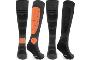 KOOOGEAR 2 Pairs Merino Wool Thermal Ski Socks for Men Knee High Snowboard Sports Socks Thick Warm Winter Hiking Walking Trekking Socks for Cold Weather Non slip