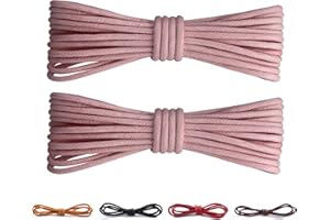 CCSOFTIME 2 PARES Cordones Redondos Encerados,Resistente Sustituir Cordones para Zapatos de Vestir Traje Botines y Botas,Cordoneras de Niños Adultos Hombre Mujer,Elegantes y Robustos