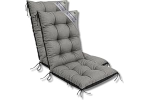 Amazinggirl Coussin Chaise Jardin Dossier Haut Set: 2X 50x120 cm - Matelas Siège Extérieur Mobilier Confort Imperméable Rembourrage Épais Protection Gris Terrasse Bain Soleil