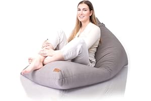 Aiire Pouf Poltrona Design in Cotone - Puffo per Sedersi XXL per la Camera da Letto Moderna - Pouffe Salotto, Bambini o Gamer - Bean Bag Chair Relax o Puf Cuscini da Pavimento Grigio