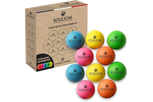 BOULICHE | 10 Cochonnets de Pétanque Multicolores en Bois 3 cm | Cochonnet 5 Couleurs Flashy | Accessoire Boule Petanque pour Compétition et Loisir | Idée Cadeau Boulistes | OriginalCorner