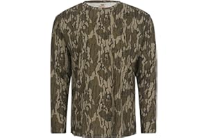 Mossy Oak Men's Camo Long Sleeve Hunting Shirt, Cotton Blend Camouflage Lightweight Shirt for Turkey Hunting, Fishing, Hiking