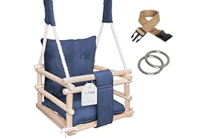 GENERIC LUMALI Indoor Schaukel für Kinder Graphit | Baby Schaukel Indoor, Babyschaukel Outdoor - Schaukel mit Kissens - Kinderschaukel für den Garten - Babyschaukel Türrahmen, Schaukel Baby - Holzschaukel