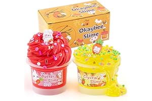 OKAYBEE 2er-Pack Schleim Set mit Butter Slime & Clear Slime für Kinder, Schleim-Sensorspielzeug für Mädchen und Jungen im Alter Von 8–12 Jahren, Slime-Partygeschenke, Geburtstags-Ostern