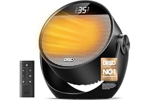 Dreo 1500W Portable Electric Heater for Home, 60° Adjustable Tilt, 10.5ft/s Fan Heater with Remote, 8 Safety Protections, 12H Timer, 3 Modes, Silent Small Ceramic Space Heaters for Bedroom, Atom 320