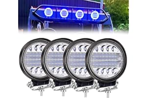 NWpangu LED Car Spot Lights 4.5inch Round Spot Flood Combo Work Light Bars Offroad Driving Light DRL with Angel Eye Blue Halo Universal for Truck,4x4,SUV,ATV,Tractor,4PCS.