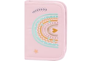 Baagl Federmäppchen für Mädchen - Schüleretui, Federtasche, Federmappe für Schreibwaren - Etui, Federpenal, Schulmäppchen (Regenbogen Rosa)
