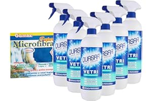 YESHI SET 6 CONFEZIONI LAVA VETRI CON AMMONIACA 650 ML + PANNO MICROFIBRA