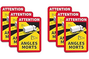 DESCONOCIDO Dead Angle Stickers (ATTENTION ANGLES MORTS) Pack of 3/6/18/30 Pieces Size 17 x 25 cm Mandatory in France for Heavy Vehicles of Lorries (6 PCS)