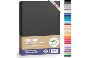 ‎LEEVITEX leevitex® Premium Spannbettlaken 180x200–200x220 cm | 40 cm Steghöhe – für Standard-, Boxspring- & Wasserbetten | 100% Mako-Jersey-Baumwolle | ÖKO-TEX Zertifiziert | 170 g/m² | Anthrazit/Grau