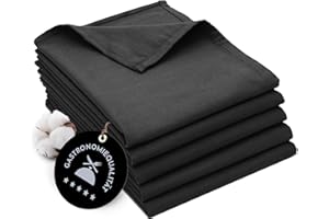 ZOLLNER 5er Set Geschirrtücher Baumwolle in 50x70 cm - super saugstarke und robuste Küchentücher - waschbar bis 60°C – in schwarz - Gastronomiequalität - Oeko Tex® Zertifiziert