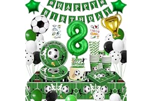 WINAROI Fussball Deko Geburtstag 8 Jahre Kinder,Fußball Geburtstag Partygeschirr Set,Fußball Deko Geburtstagsdeko 8 Jungen,Fußball Luftballons Pappteller Tischdecke für Party Kindergeburtstag