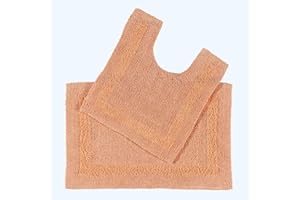 HOMESCAPES Bath Mat Set, Luxury 1600gsm Extra Soft 100% Cotton, Reversible Bathroom Mat Sets 2 Piece, Washable, Non-Slip, Super Absorbent, Quick-Dry, Sage Green Bathroom Rug Set: Bath Mat & Toilet Mat