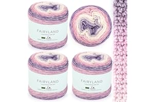 ‎AEELIKE Aeelike 400g Bobbel Wolle Garn Farbverlauf, 245m Super leichte Gradient Cupcakes Baumwollgarn, Superweiche Mehrfarbiges Farbverlaufsgarn zum Babydecke Pullover Schal Hüte, Ombré Wool Yarn Violett