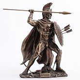 Veronese Design 8.5" Uzun Kral Leonidas Sparta Soğuk D&ouml;k&uuml;m Bronz Re&ccedil;ine Heykel Yunan Savaş&ccedil;ısı
