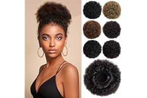 PARXITN Afro Puff Hair Bun Drawstring Ponytail Kinky Curly, syntetyczny, afrykański sznurek, kok, dla czarnych kobiet, kok, treska, średni rozmiar