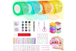 Meetory Nano Tape Bubbles Set - 63 Stück Nano Tape Leuchtet im Dunkeln Magie Nano Klebeband Nanoband Multipurpose Nano Bubbles Tape Set für junge mädchen mit Pailletten Aufkleber DIY craft kit, Favors