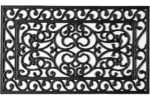 Comart, 100% żelazna wycieraczka gumowa, nadaje się do użytku na zewnątrz, antypoślizgowa, czarna, prostokątna, 45 x 75 cm