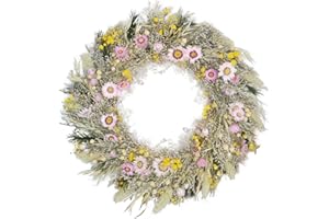 TWOCOZY Trockenblumenkranz ECHTE Blumen | PLASTIKFREI | Premium Trockenblumen Kranz für Tür, Wand, Wohnzimmer, Flur, Schlafzimmer | Dekoration, Hochzeit, 28 cm