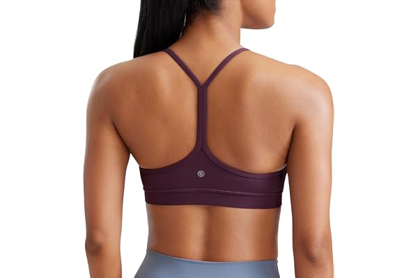 CRZ YOGA Butterluxe Y-rygg sport-BH:ar | Lätt stöd, Avtagbara kuddar, Yoga, Extremt mjuk, Rund halsringning, Spaghettiband, För kvinnor
