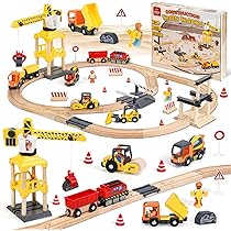 Tren De Madera Con Locomotora Dinosaurio Y Parque De Atracciones – Juguete Eléctrico Para Niños +3 Años, Compatible Con Otras Vías