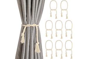 TATUO 8 Corda per Tende con Fermatenda Fatti a Mano Trattenitori Decorativi per Tende in Stile Rurale per Drappeggio Tieback, Finestra Trasparente, Tenda (Beige)