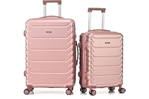 RMW Suitcase Luggage Set - Lightweight & Durable Suitcases Trolley- Check-in & Carry-On 3-Digit Combination Lock, Aluminum Telescopic Handle, 4 Dual Spinner Wheels (Rose Gold, Cabin 20" + Medium 24")