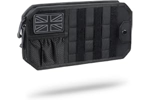 WYNEX Molle Car Sun Visor Organizer, Car Accessories with Zipper Visor Storage Pouch and Glasses Clip, Semi-Rigid Molle Panel with Patch for Tactical Gears, Fits Most Vehicles, SUVs, Trucks