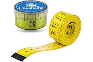 HAUSHALTO 2 in 1 - Maßband 150 cm - Präzises Messen - Schneidermaßband cm + INCH Massband - Aufbewahrungsbox