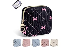 PLAYEXEN Pequeño Neceser para Compresas Bolso de Almacenamiento Neceser para Compresas Algodon Tampones Bolsa Menstrual con Cremallera de Servilletas Sanitarias Bolsas Regalo para Adolescentes Niñas(Negro)