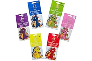 JUNGLEDRAGON Car Air Fresheners [6-Pack] - Funny Car Air Freshener for Women and Men - Long Lasting Scents of Strawberry, Vanilla, Jasmine, Lavender, Green Apple, New Car - Ideal Air Freshener Car Multipack