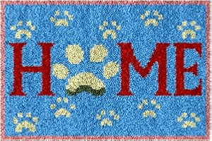 LDFHOIN Knüpfteppich Zum Selber knüpfen mit Kissen, Teppich Set mit Werkzeug Knüpfsets Latch Hook Kit für Erwachsene, Knüpfen Teppich Knüpfpackung für Home Decor (Home, 75x55cm)