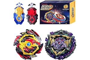Hozuumo Bey Battling Tops Burst Turbo Set, Bey Blade Spinning Tops with Custom Launcher B-184 LR Spin Gyro Toys for Boys Kids Children B-175+B-145