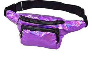 BEST FANCY DRESS One BFD Fanny Pack Waist Pack Bumbag Bum Bag Running Belt for Ladies Men Kids Festival Causal Holiday Wipe Clean Adjustable Strap (Purple Front)