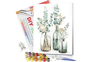 YALKIN Paint by Numbers Kits for Adults, Flowers Framed Painting by Number Kits On Canvas, DIY Color Oil Painting Acrylic Paints, Home Wall Decor 12x16in/30x40cm (with Frame)