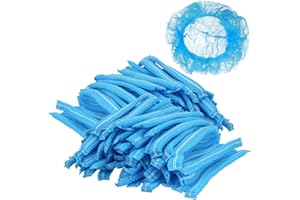 MUKCHAP 400 Pack Blue Mob Caps, Non Woven Hair Net Mop Caps, Hair Head Cover Net with Double Elastic for Catering, Food Industry, Beauty, Kitchen