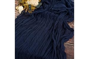 YMHPRIDE Lot de 2 Chemins de Table en étamine en Bleu marine royal, 90 x 300cm en Tissu de Gaze Rustique, décoration de Table de Mariage Nappe pour fête de Mariage Douche Nuptiale décorations de Table